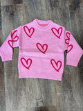 Pink heart printed sweater