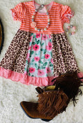Stripped & leopard floral dress