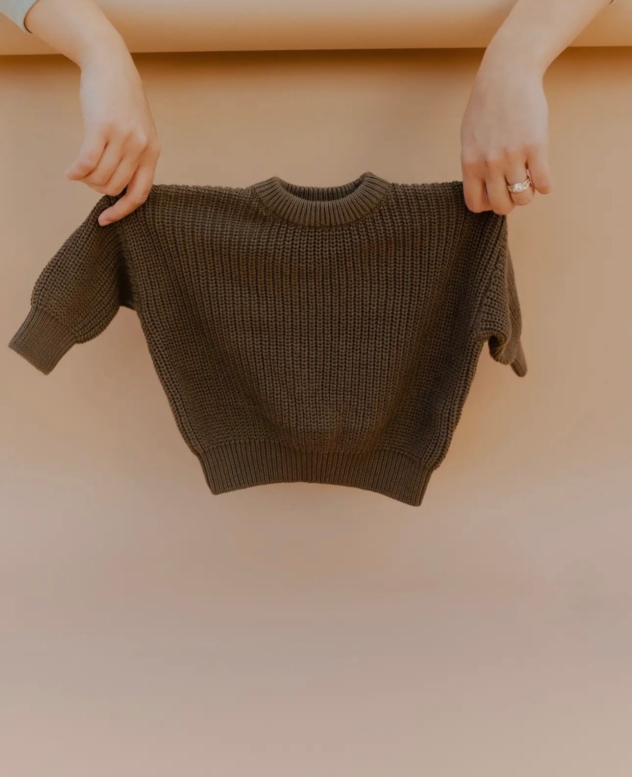 Cozy knit olive long sleeve sweater