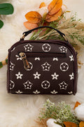 Brown/Maroon star printed satchel