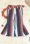 Multi colored stripe bootcut denim jeans