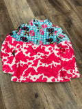 Cow print fleece pull over sweater