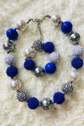 Blue & silver necklace & bracelet